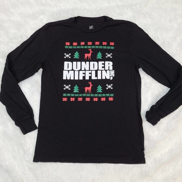 The Office Dunder Mifflin Shirt Adult Small Black Christmas Holiday Long Sleeve - Picture 1 of 11